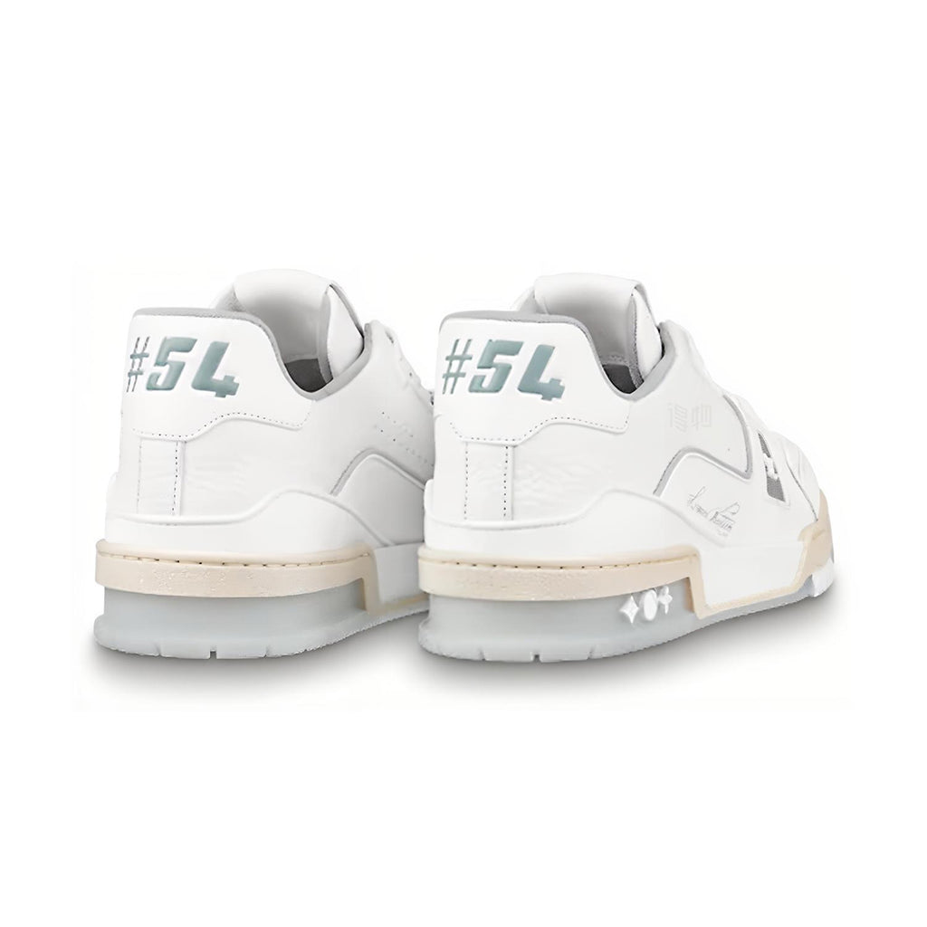 Louis Vuitton Trainer Calf Leather Low-Top Sneakers – White & Cement Grey