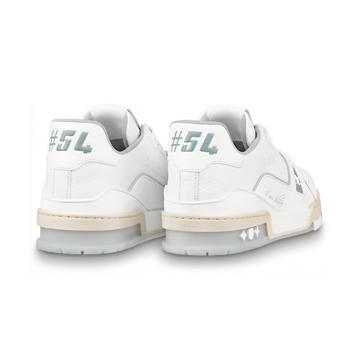 Louis Vuitton Trainer Calf Leather Low-Top Sneakers – White & Cement Grey