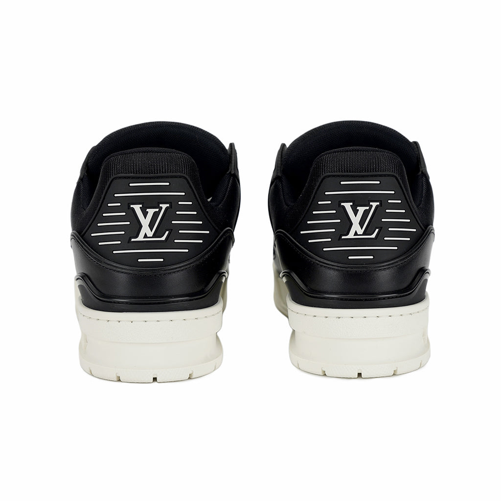 Louis Vuitton Trainer Embossed Letter Leather Low-Top Sneakers – Black & White