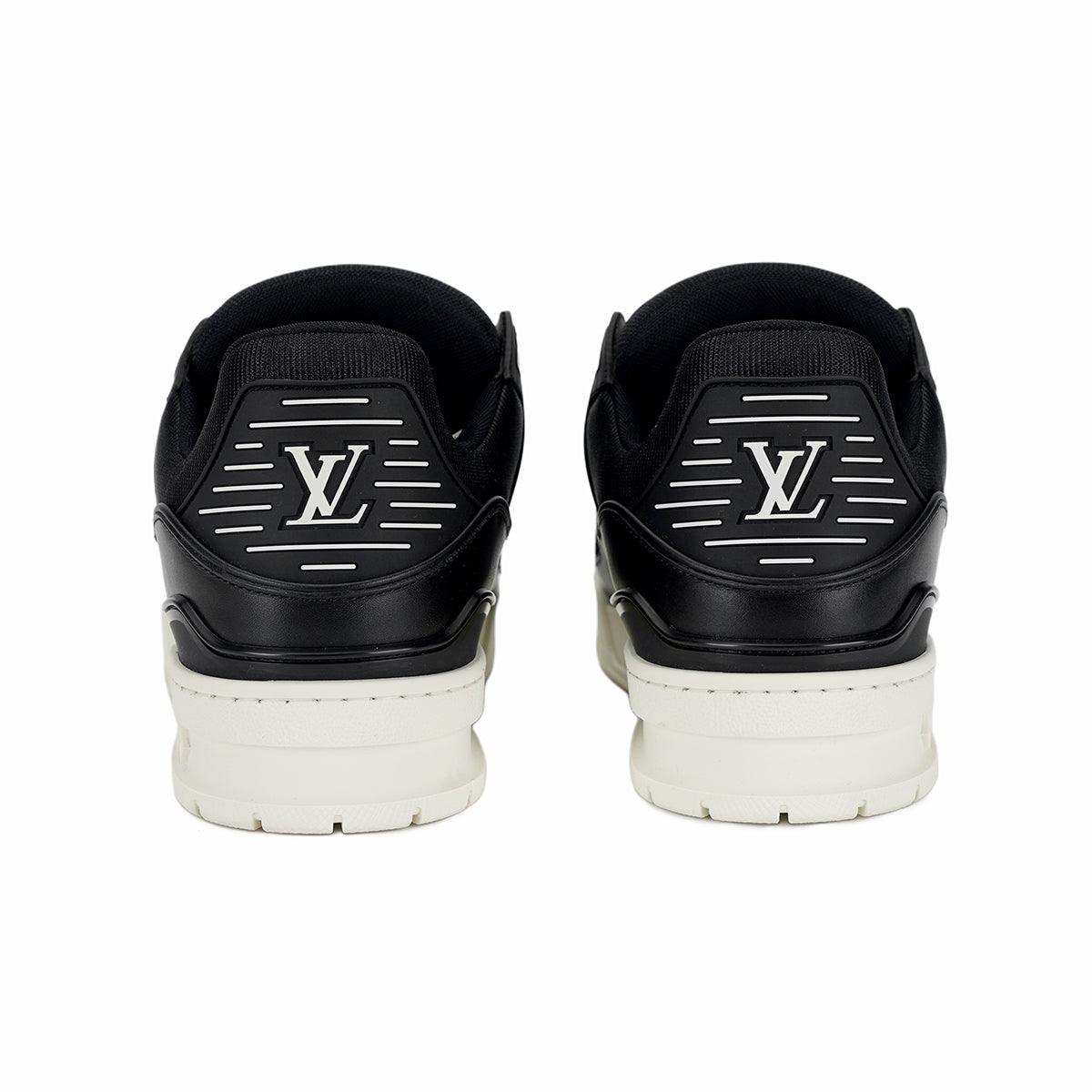 Louis Vuitton Trainer Embossed Letter Leather Low-Top Sneakers – Black & White