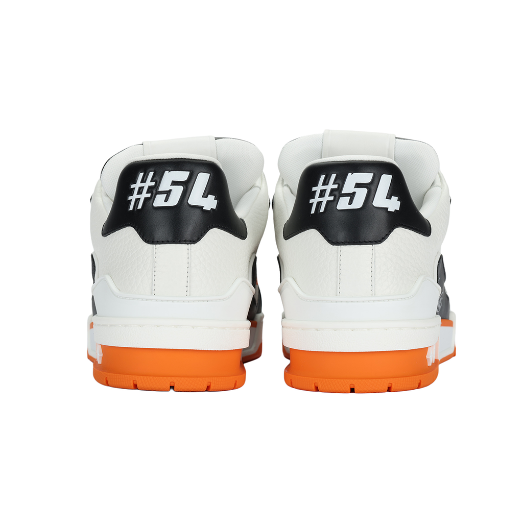 Louis Vuitton Trainer Leather Low-Top Sneakers – White, Black & Vibrant Orange