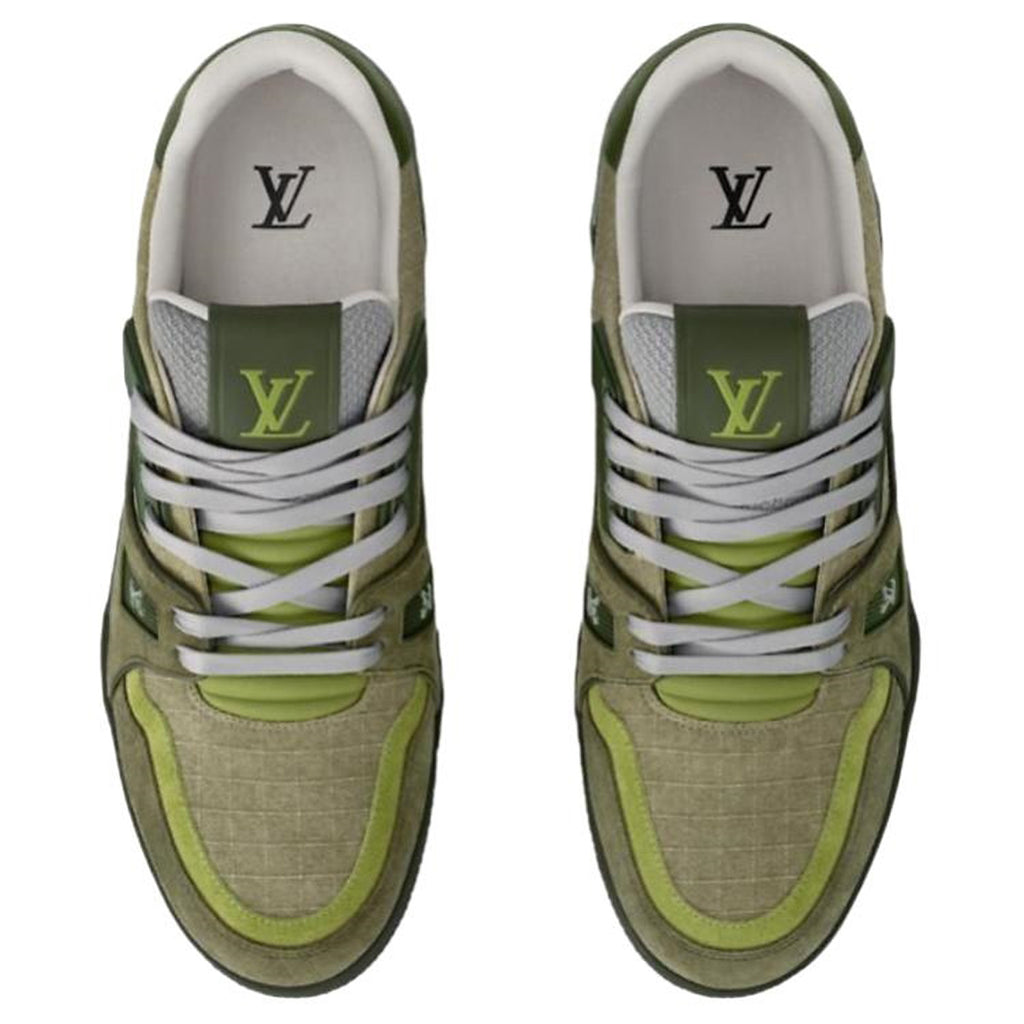 Louis Vuitton Trainer Mixed Materials Low-Top Sneakers – Olive, Khaki & Lime Green
