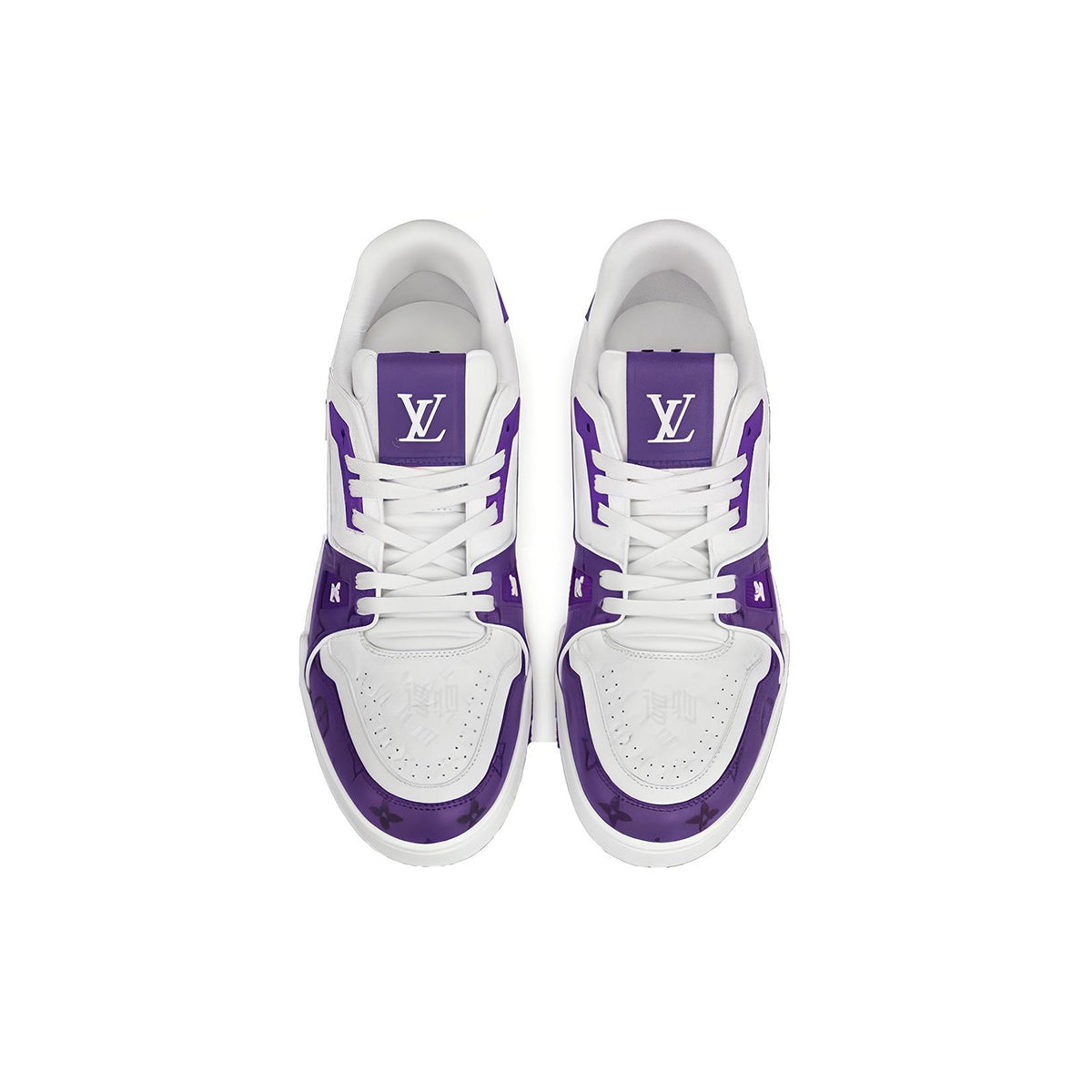 Louis Vuitton Trainer LV Monogram Embossed Leather Low-Top Sneakers – White & Purple