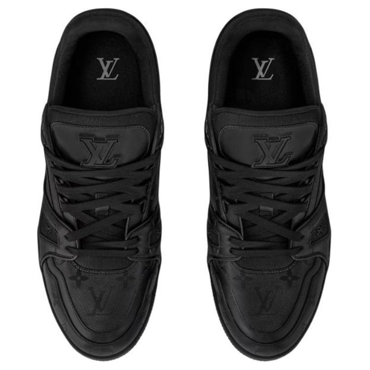 Louis Vuitton Trainer Maxi 2025 Spring/Summer Oversized Grained Calf Leather Low-Top Sneakers – Triple Black