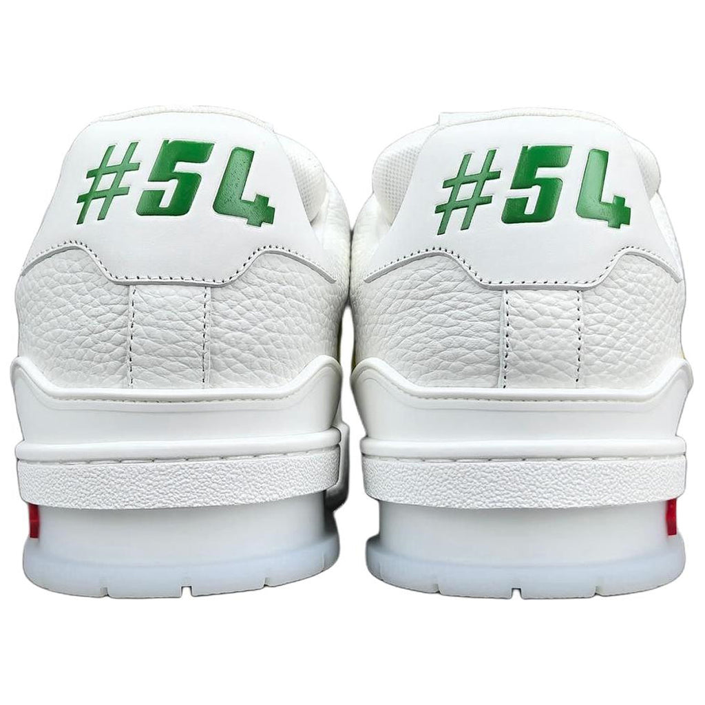 Louis Vuitton Trainer Shanghai Cruise Limited Edition White Grained Leather Yellow Piping & Tricolour Sole Low-Top Sneakers – White, Yellow, Green & Red