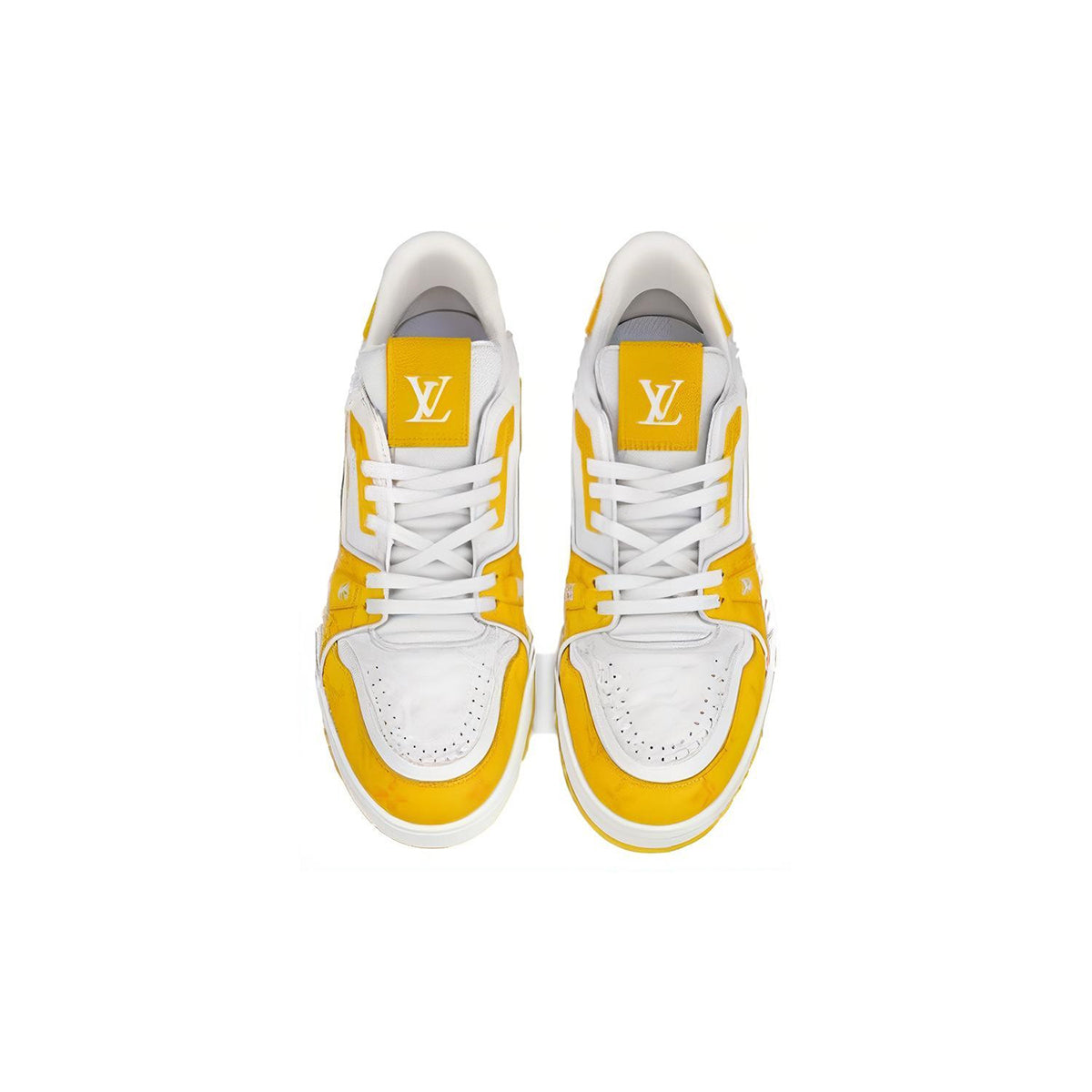Louis Vuitton Trainer LV Monogram Embossed Leather Low-Top Sneakers – White & Saffron Yellow