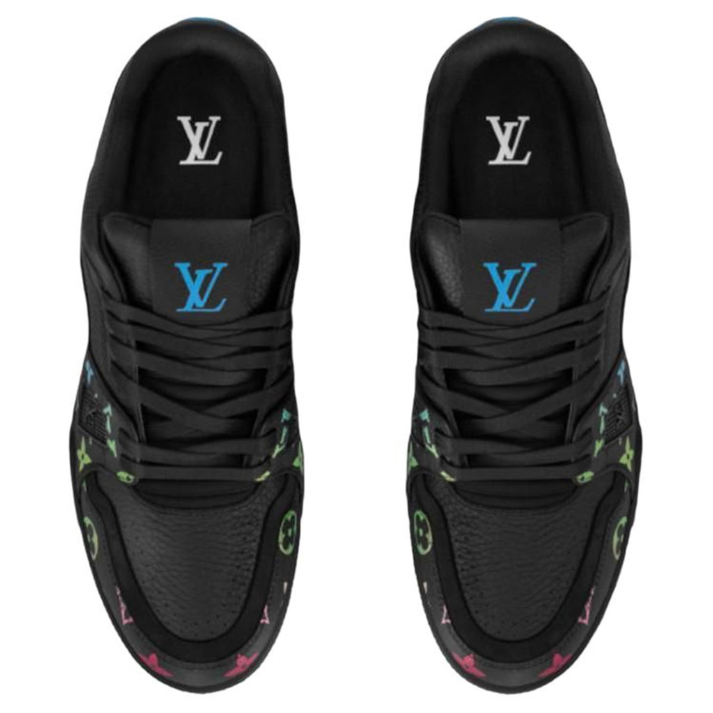 Louis Vuitton Trainer LV Multicolour Monogram Taurillon Leather Low-Top Sneakers – Black & Rainbow