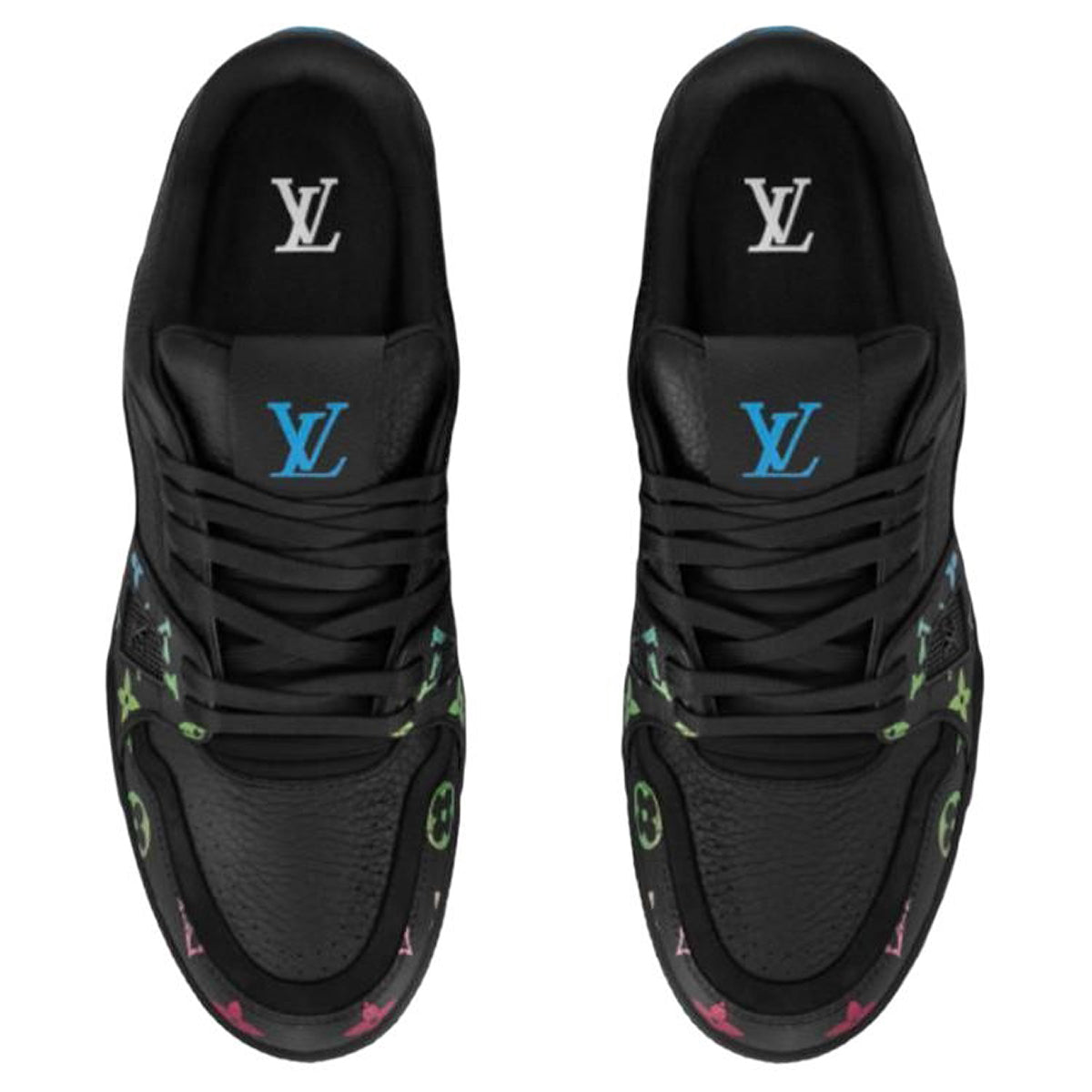 Louis Vuitton Trainer LV Multicolour Monogram Taurillon Leather Low-Top Sneakers – Black & Rainbow
