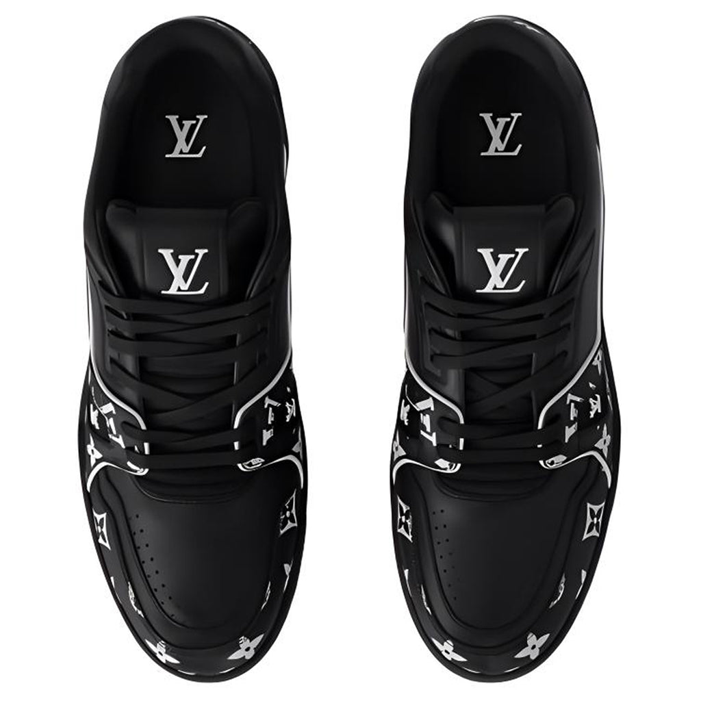 Louis Vuitton Trainer LV Monogram Print Calf Leather Low-Top Sneakers – Black & White