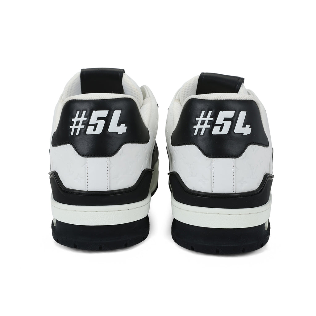 Louis Vuitton Trainer Calf Leather & Monogram Embossed Panel Low-Top Sneakers – White & Black
