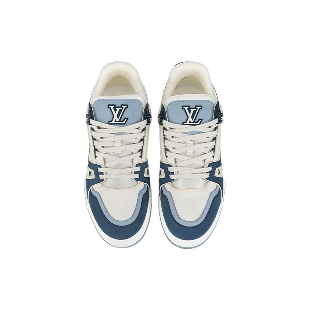 Louis Vuitton Trainer Lace-Up Low-Top Sneakers – Blue & White