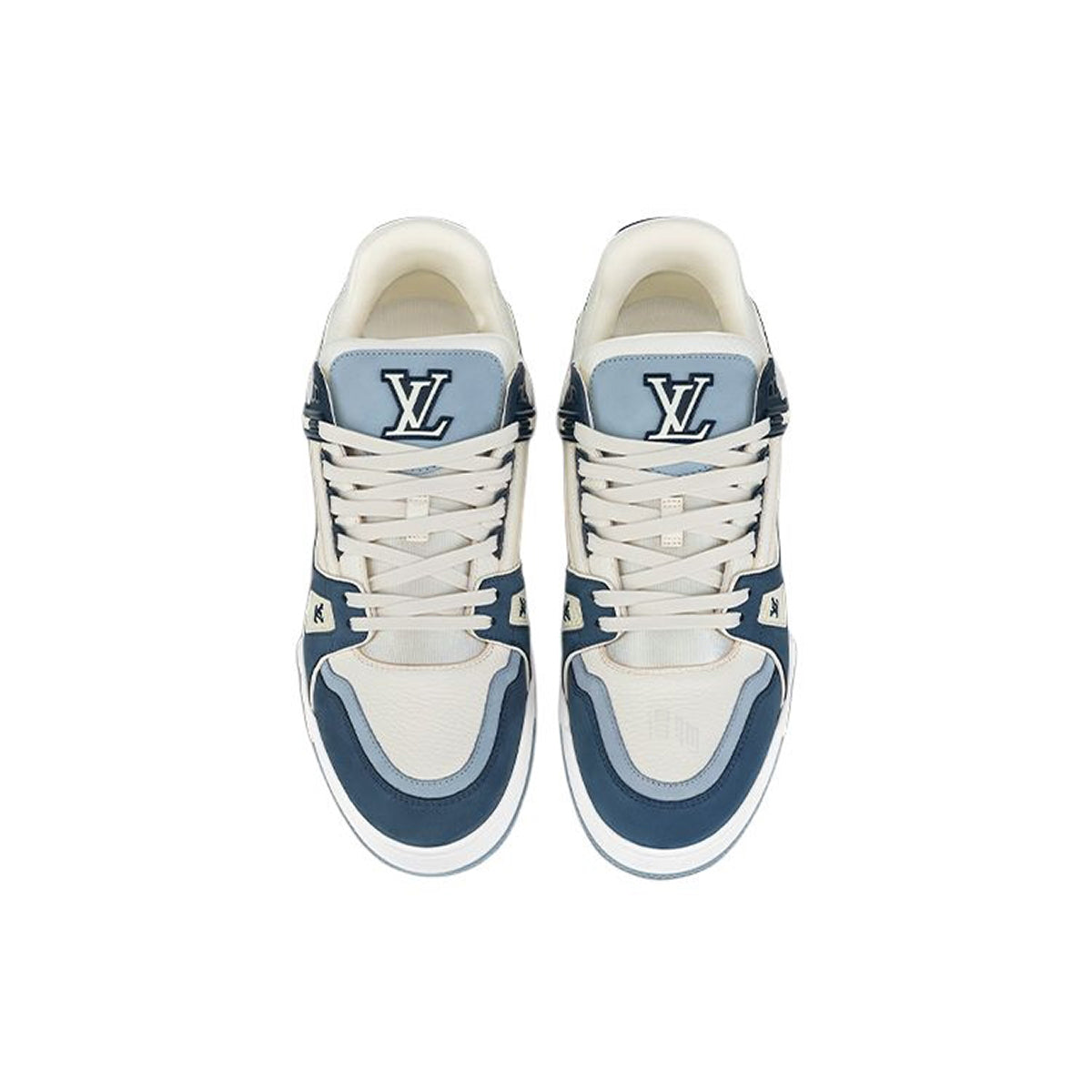 Louis Vuitton Trainer Lace-Up Low-Top Sneakers – Blue & White