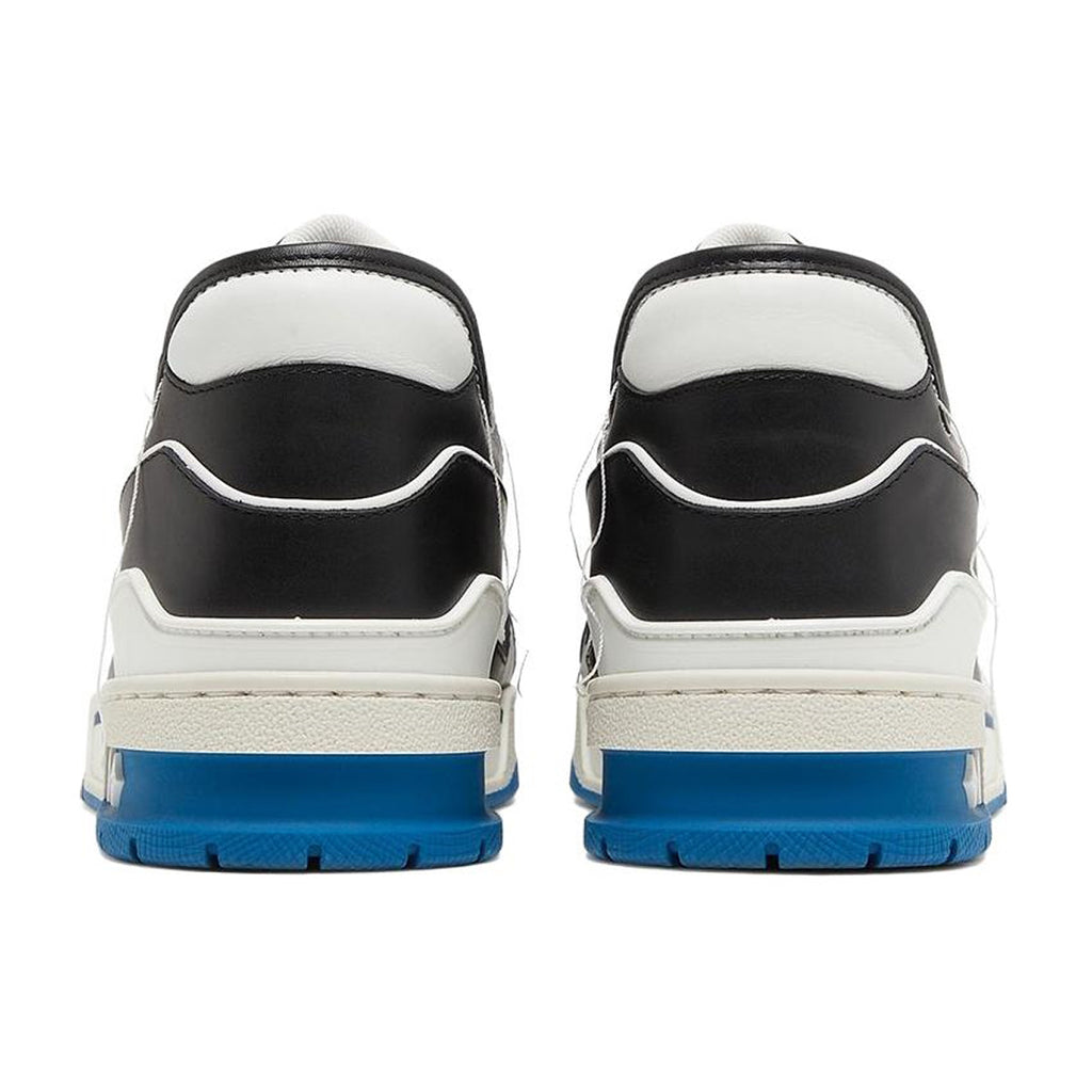 Louis Vuitton Trainer Leather Low-Top Sneakers – White, Black & Cobalt Blue with LV Holographic Charm
