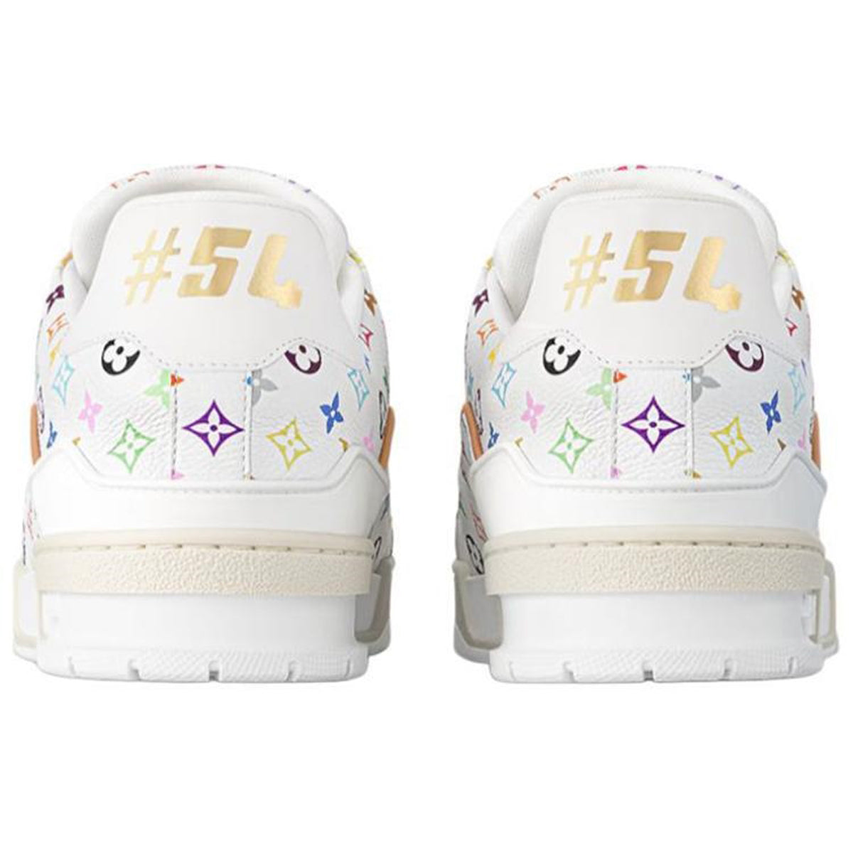 Louis Vuitton × Takashi Murakami Trainer Multicolor Monogram Grained Calf Leather Low-Top Sneakers – White