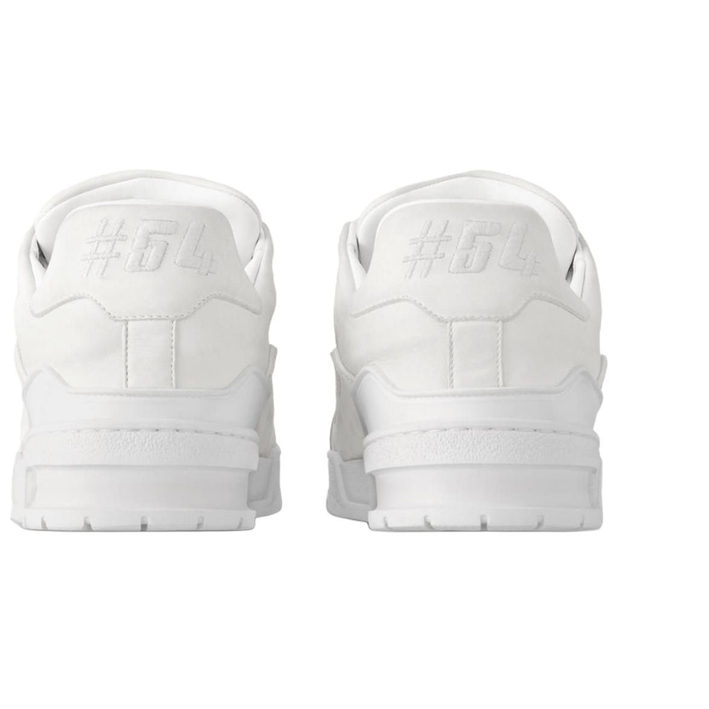 Louis Vuitton Trainer Vintage-Effect Calf Leather Tonal Low-Top Sneakers – Triple White