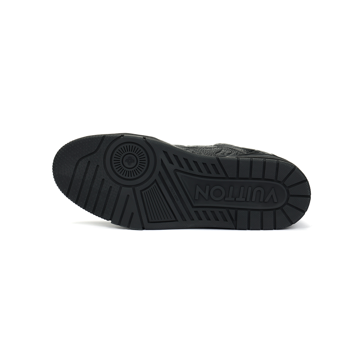 Louis Vuitton Trainer Monogram Embossed Grained Calf Leather Low-Top Sneakers – Triple Black