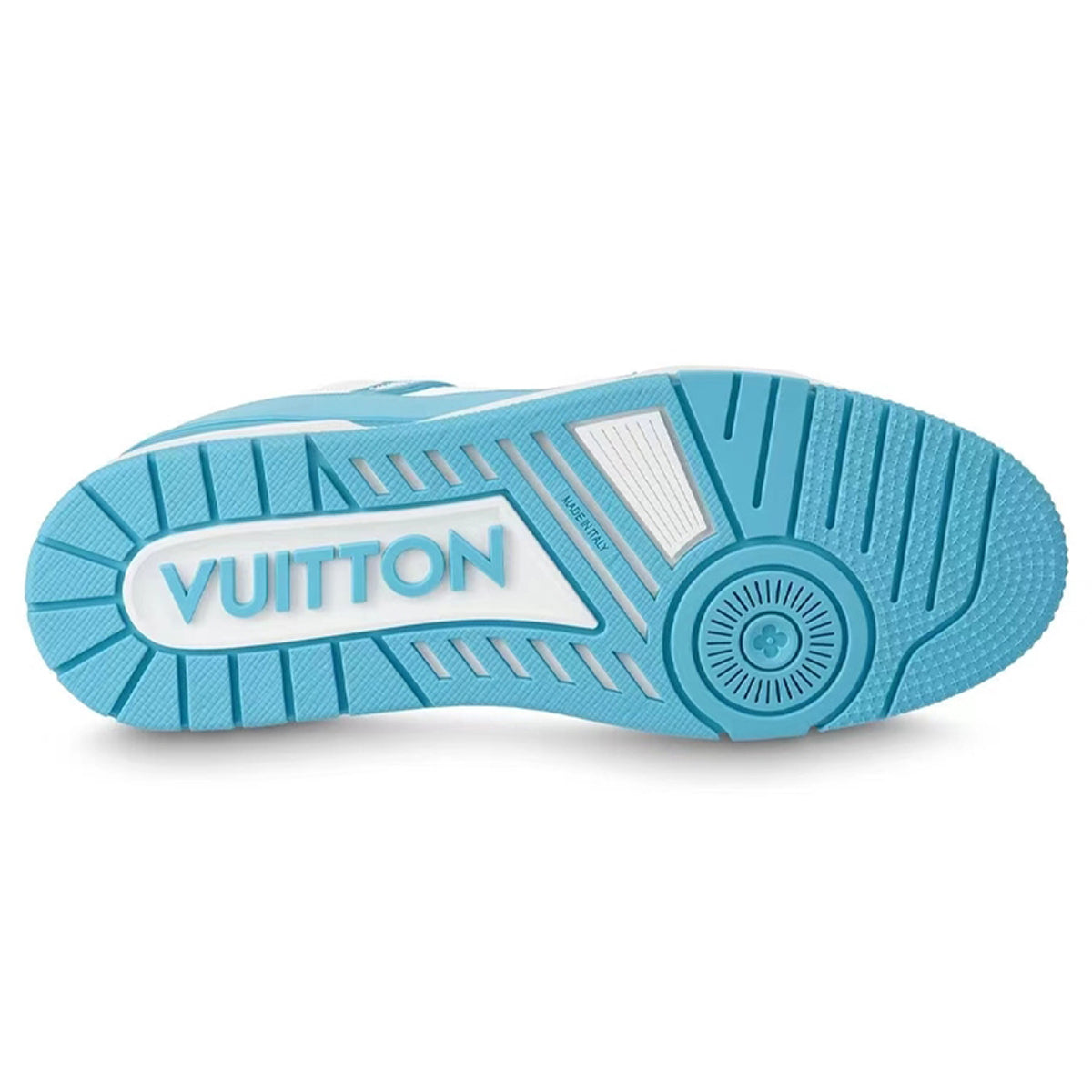 Louis Vuitton Trainer Embossed Calf Leather Lace-Up Low-Top Sneakers – Sky Blue