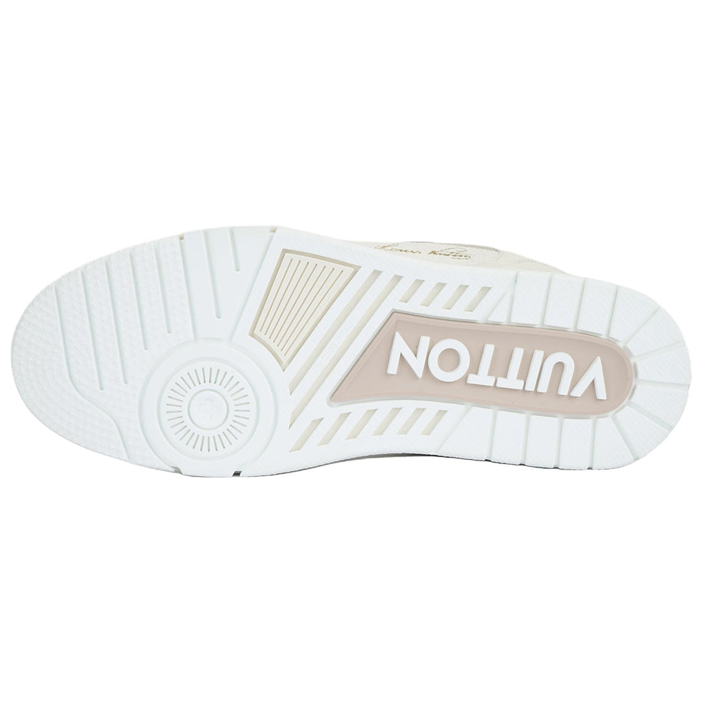 Louis Vuitton Trainer LV Monogram Flower Oversized Leather Low-Top Sneakers – Ivory & Beige