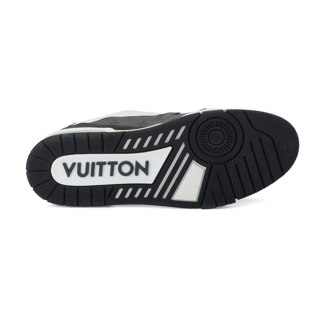 Louis Vuitton Trainer Calf Leather & Monogram Embossed Panel Low-Top Sneakers – White & Black
