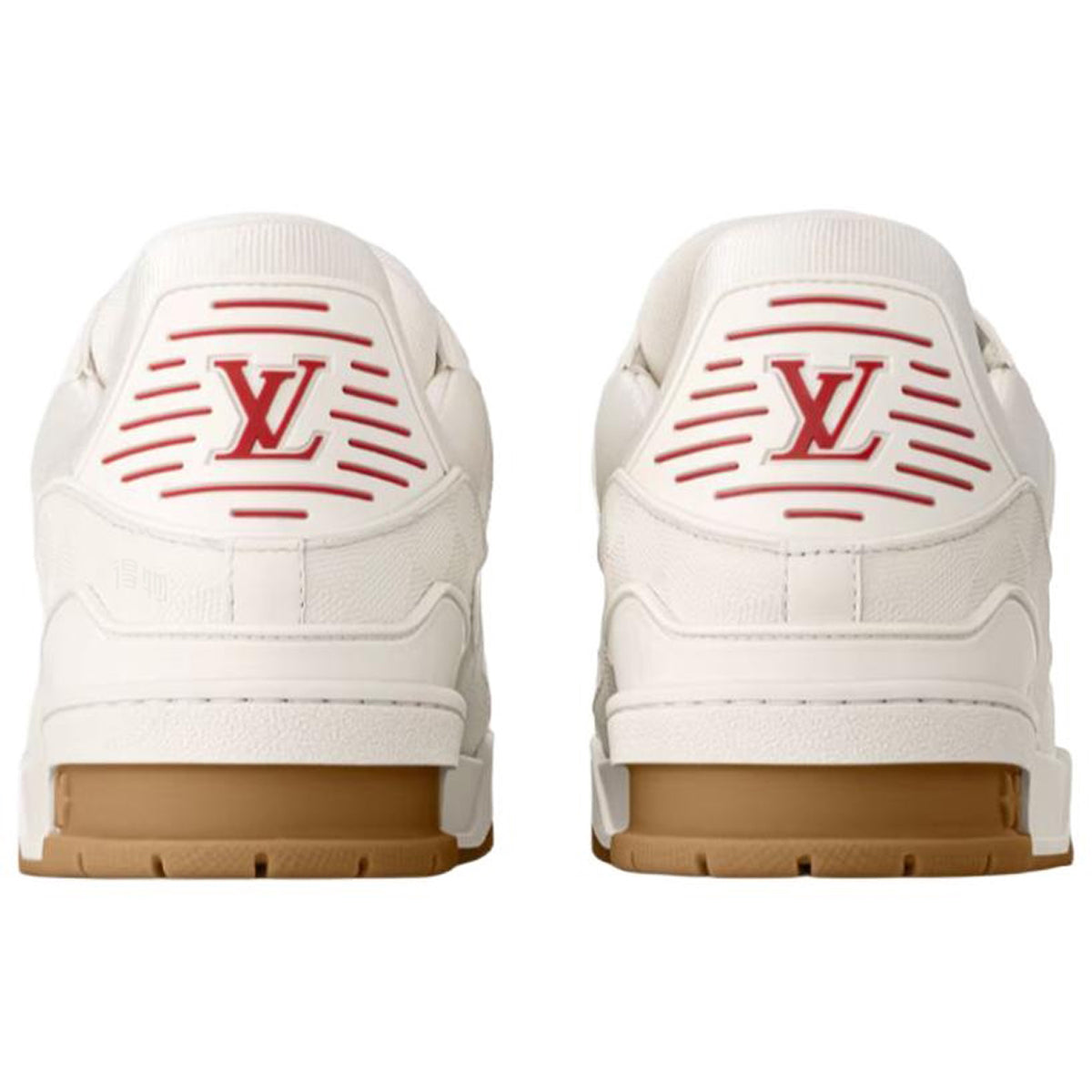 Louis Vuitton Trainer Cream Grained Leather Burgundy Accents & Honey Gum Sole Low-Top Sneakers – Cream, Burgundy & Caramel
