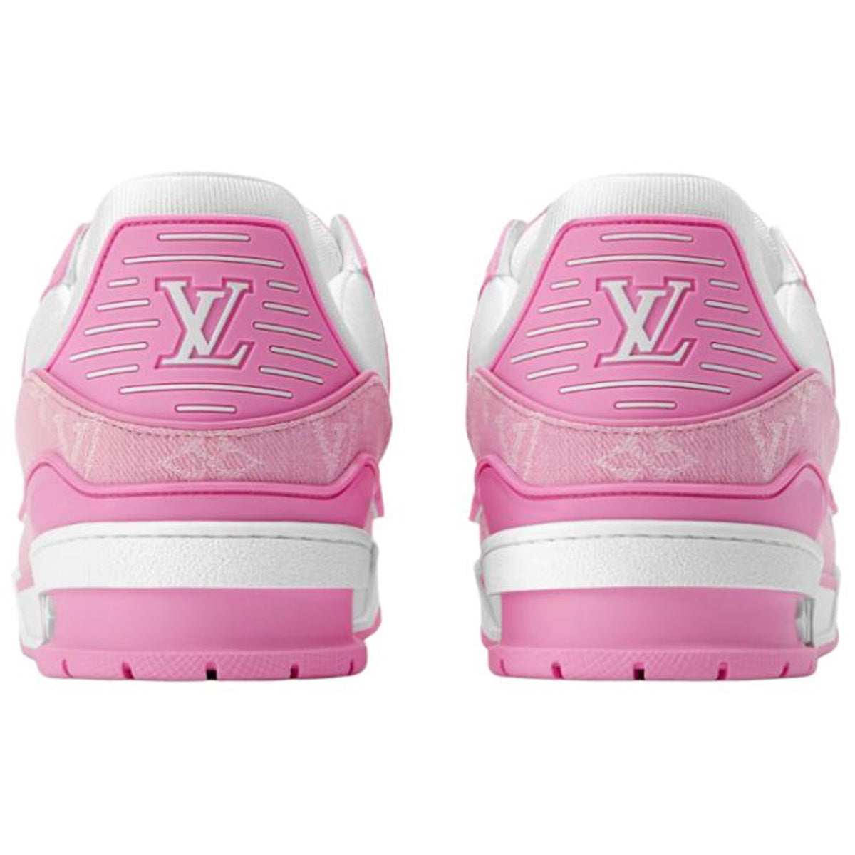 Louis Vuitton Trainer Monogram Denim Canvas & Smooth Leather Low-Top Sneakers – Pink & White
