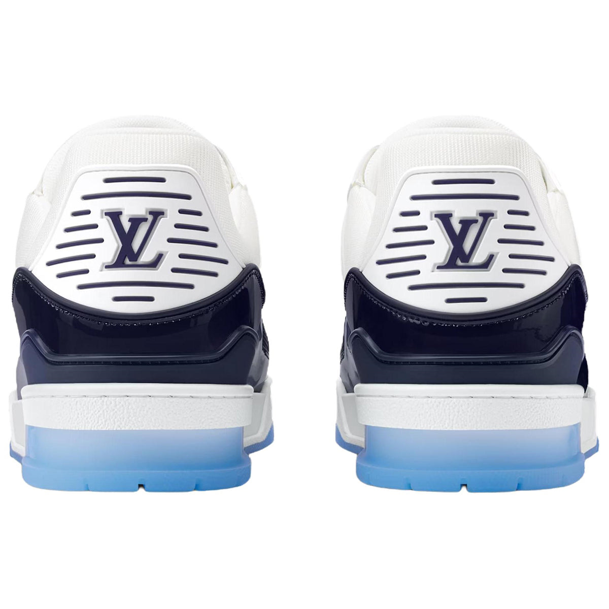 Louis Vuitton Trainer Transparent PVC Panel Ice Blue Translucent Outsole Low-Top Sneakers – Navy & White