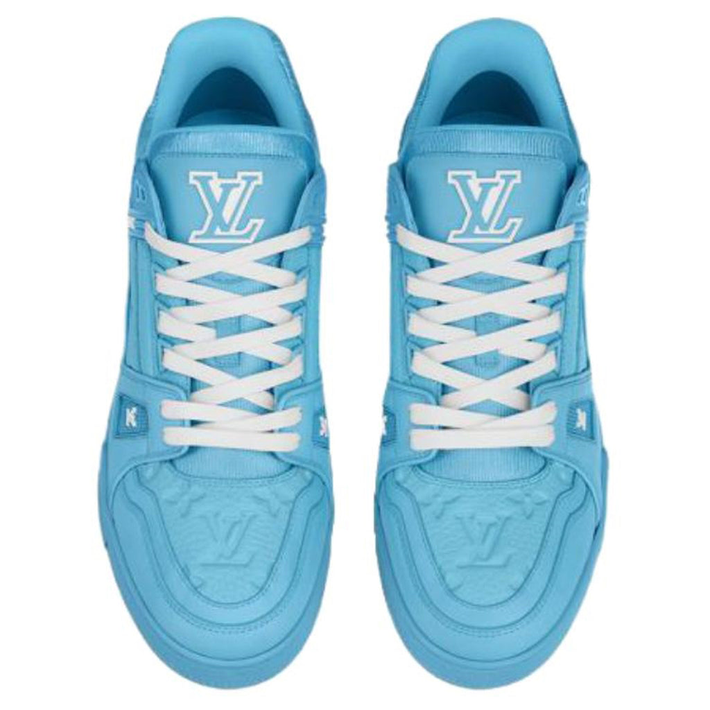 Louis Vuitton Trainer LV Monogram Tonal All-Over Leather Low-Top Sneakers – Sky Blue