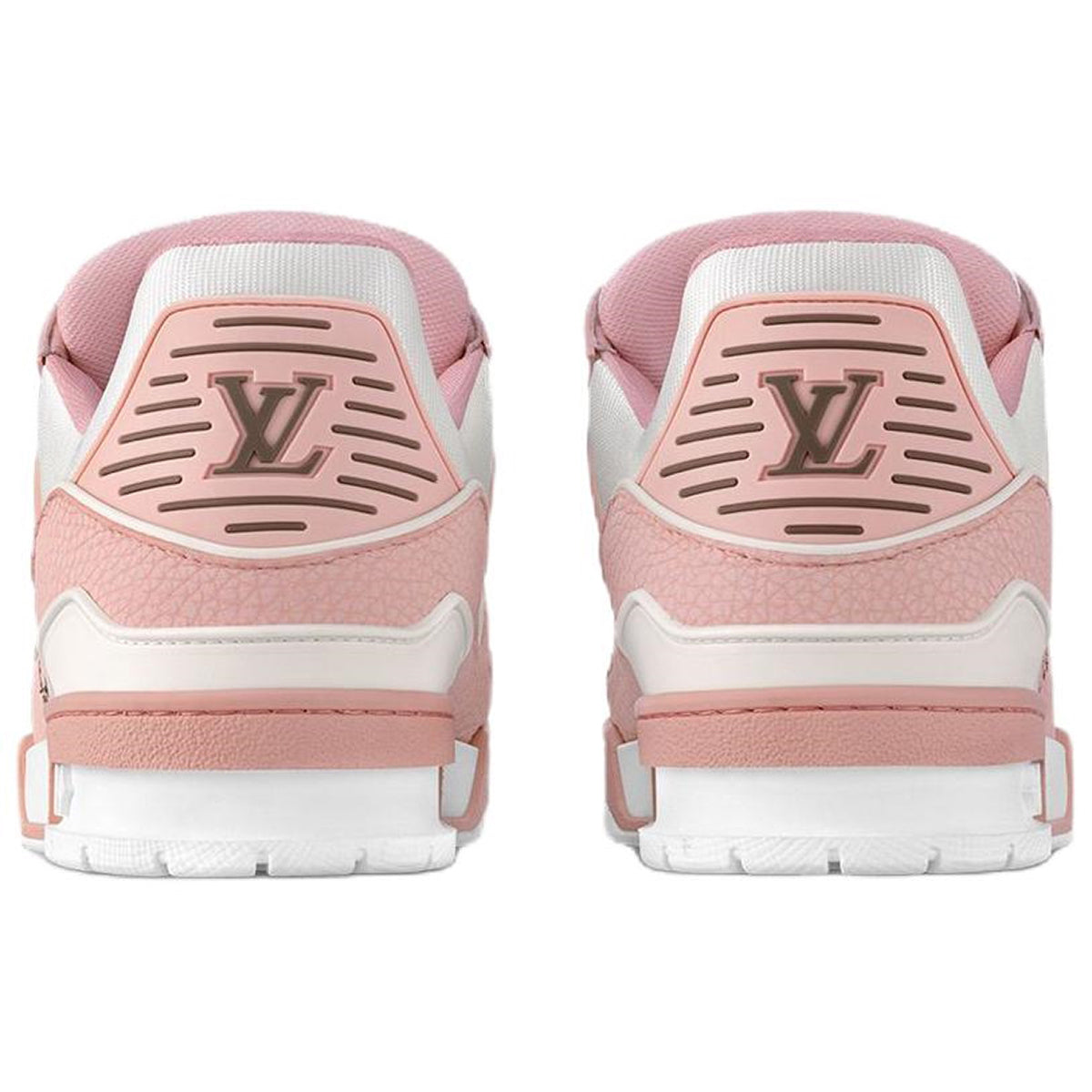 Louis Vuitton Trainer Grained Calf Leather Low-Top Sneakers – White & Rose Pink
