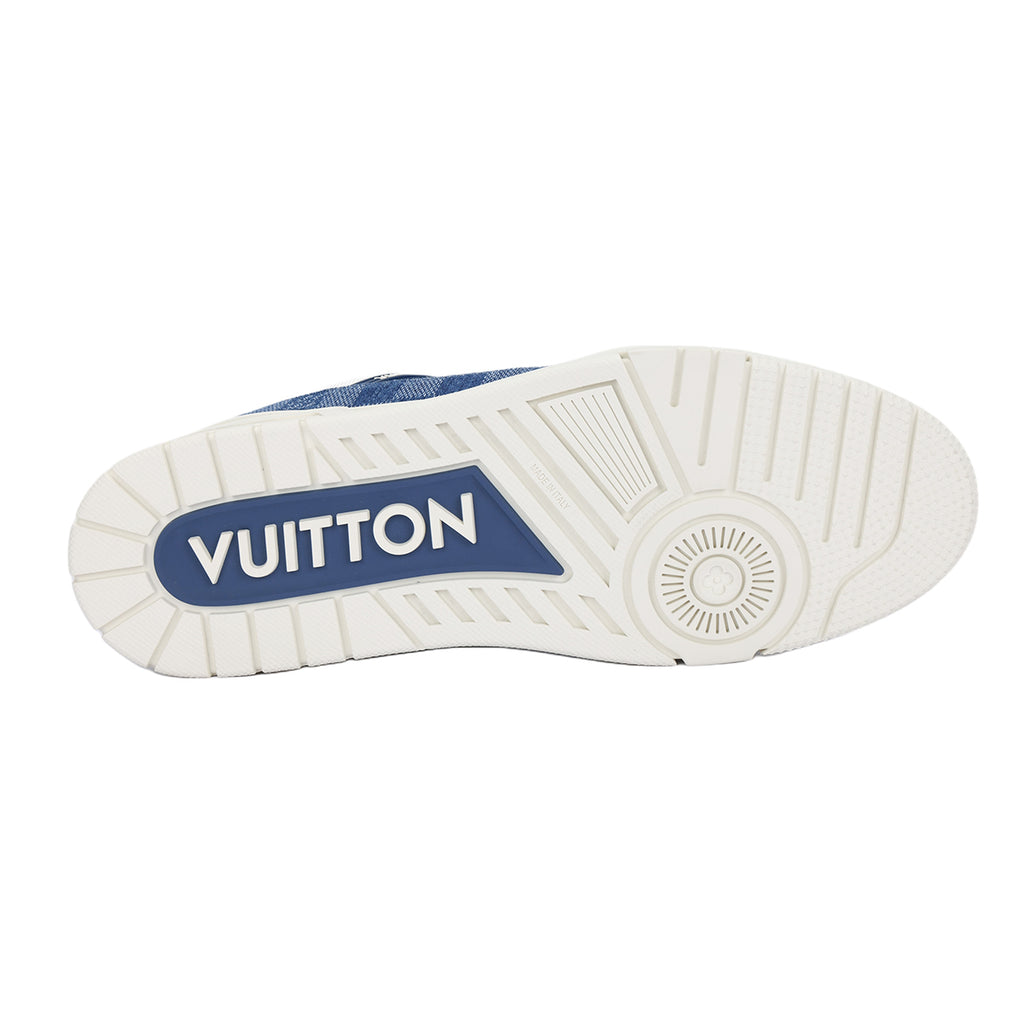 Louis Vuitton Trainer Lace-Up Low-Top Sneakers – White & Blue