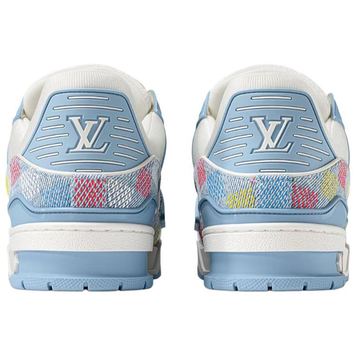 Louis Vuitton Trainer Multicolor Monogram Flower Embroidered Denim Low-Top Sneakers – Light Blue