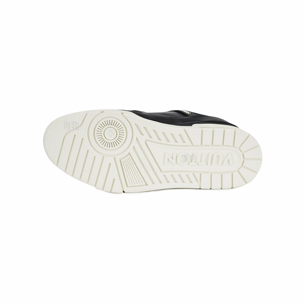 Louis Vuitton Trainer Embossed Letter Leather Low-Top Sneakers – Black & White