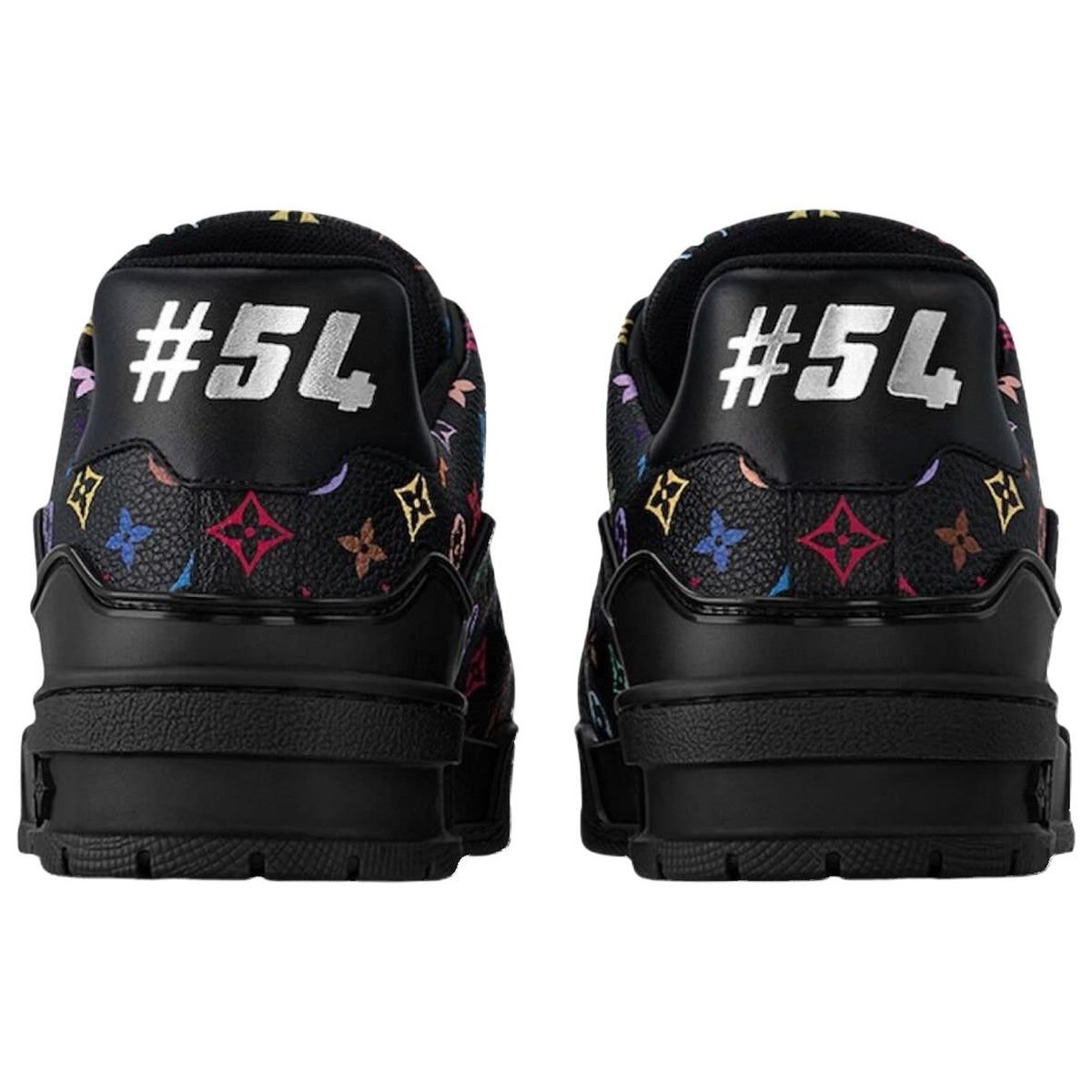 Louis Vuitton × Takashi Murakami Trainer Multicolor Monogram Grained Calf Leather Low-Top Sneakers – Black