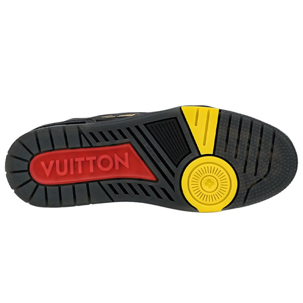 Louis Vuitton Trainer Leather & Mesh Logo Low-Top Sneakers with Gold Signature – Black