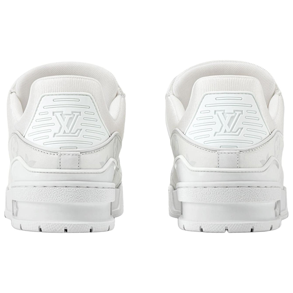 Louis Vuitton Trainer Monogram Denim Canvas & Calf Leather Low-Top Sneakers – Triple White