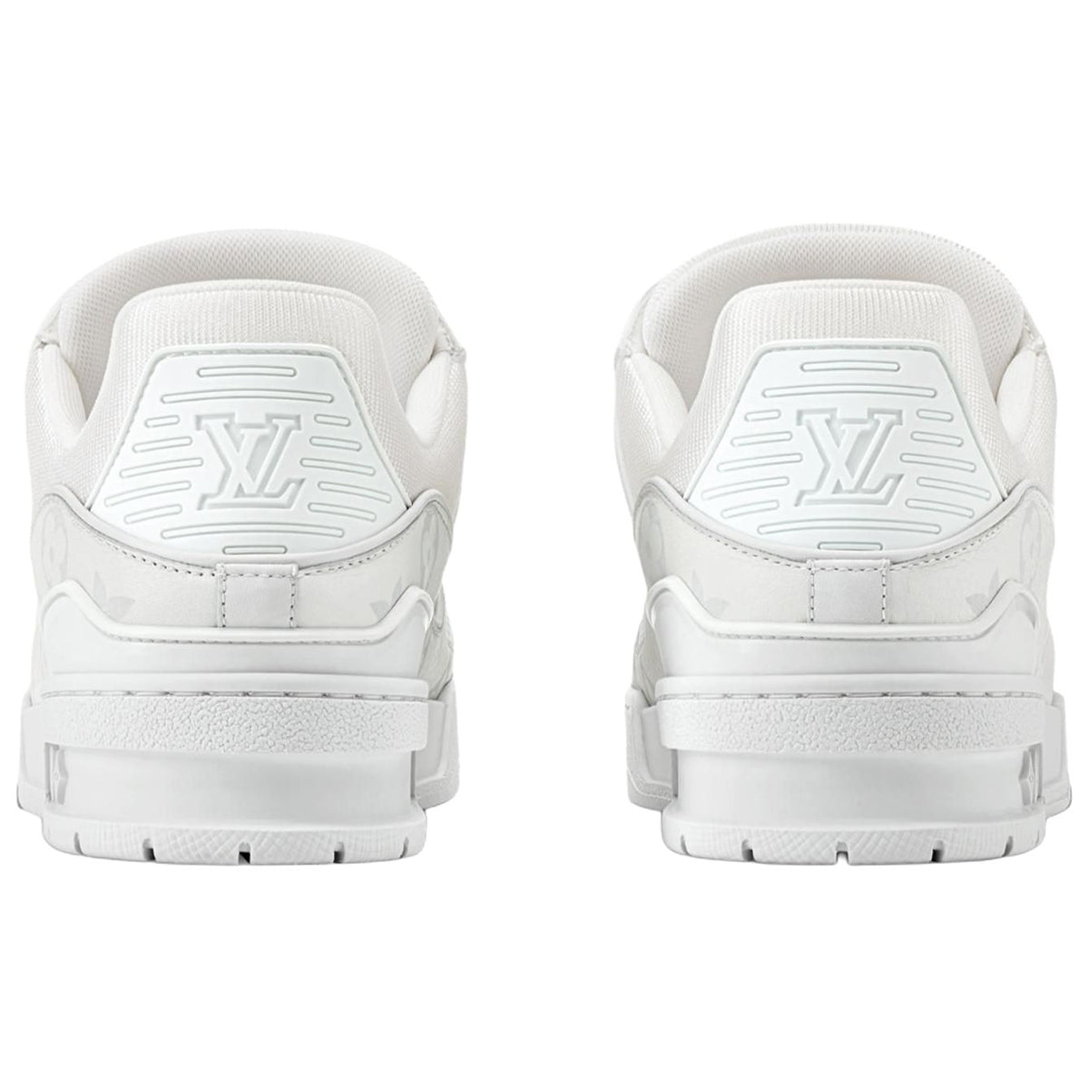 Louis Vuitton Trainer Monogram Denim Canvas & Calf Leather Low-Top Sneakers – Triple White