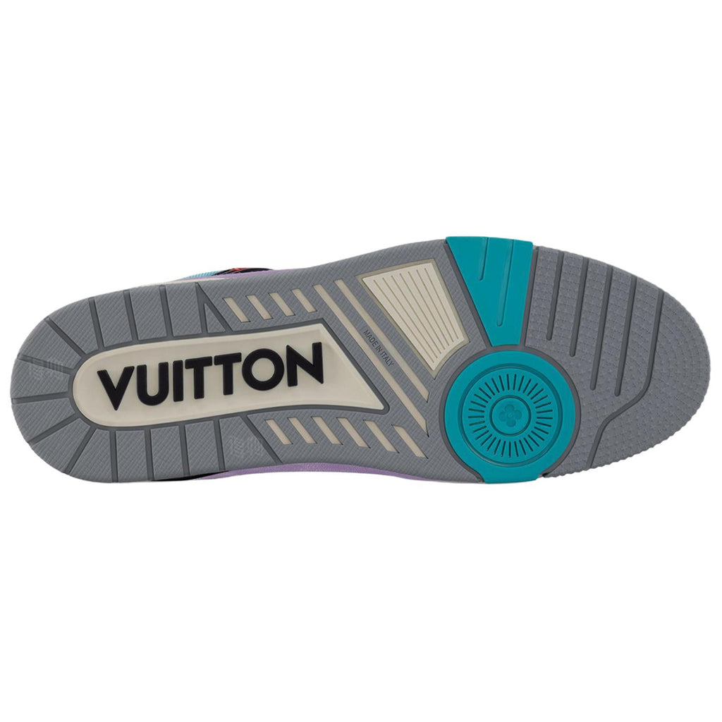 Louis Vuitton Trainer Script Signature Multicolor Patchwork Low-Top Sneakers – Aqua Blue & Lavender Purple