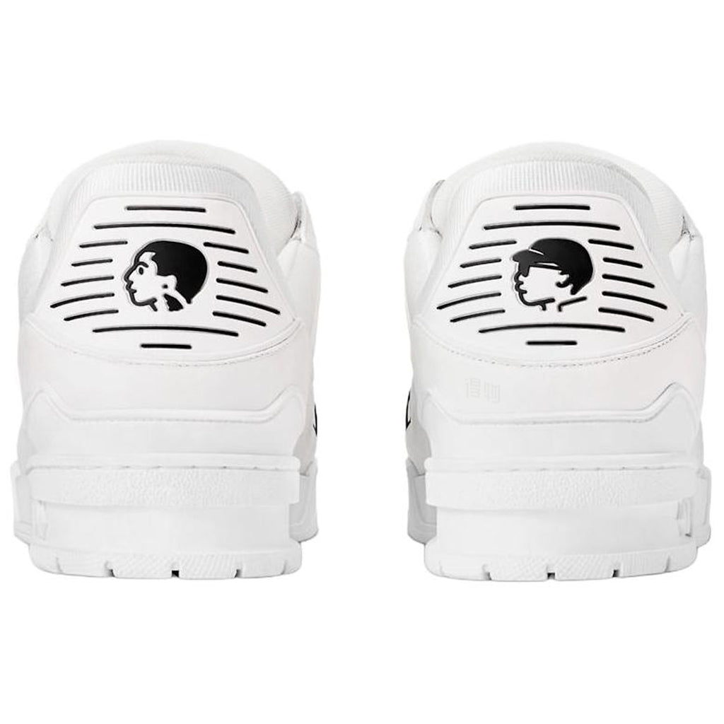 Louis Vuitton × NIGO Trainer FW25 White Leather Double Circle Badge Closure & Hidden Zipper Low-Top Sneakers – White & Black