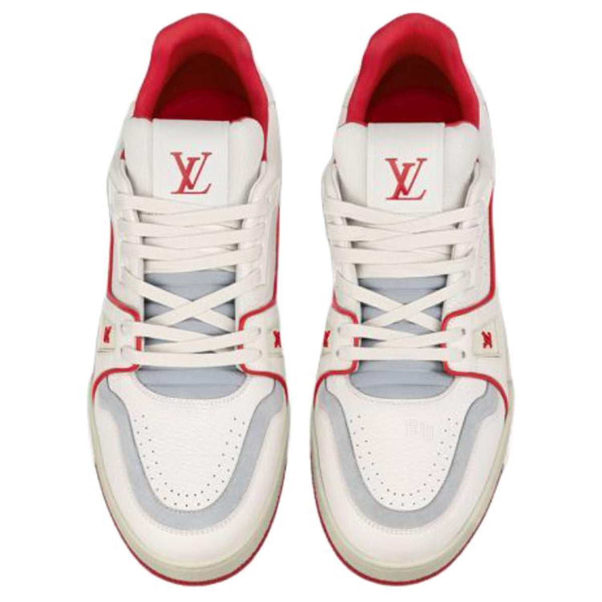 Louis Vuitton Trainer Lace-Up Low-Top Sneakers – White & Red