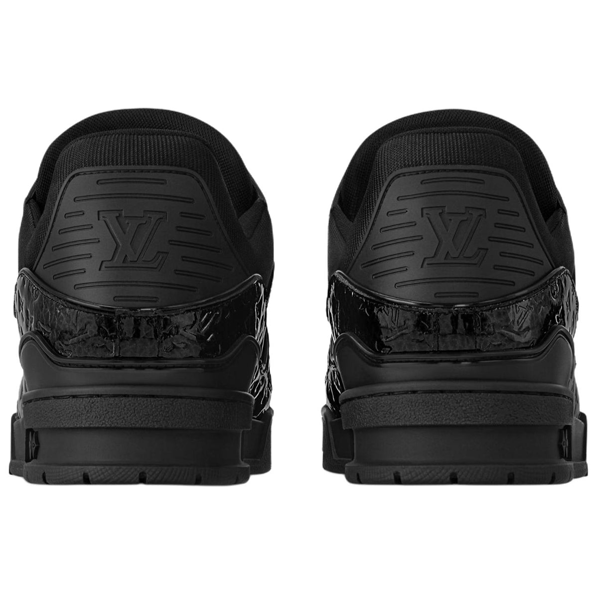Louis Vuitton Trainer Monogram Embossed Patent Leather Low-Top Sneakers – Triple Black