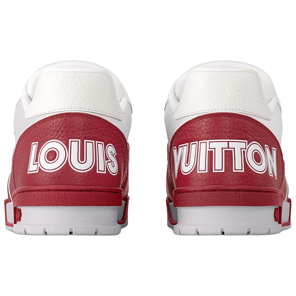 Louis Vuitton Trainer Velcro Strap Oversized LV Flower Perforated & Embossed Leather Low-Top Sneakers – Crimson Red & White