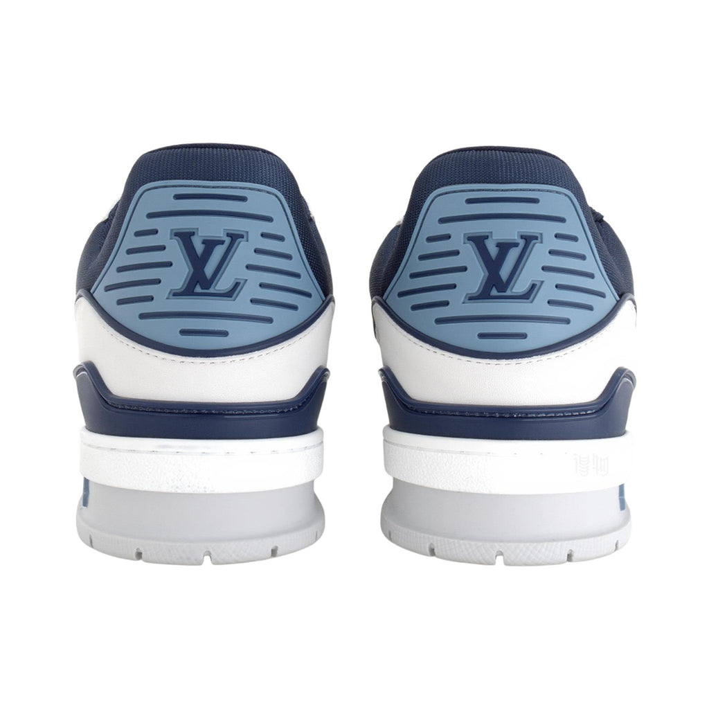 Louis Vuitton Trainer Deep Navy Blue & White Smooth Leather Three-Tone Low-Top Sneakers – Navy, White & Grey