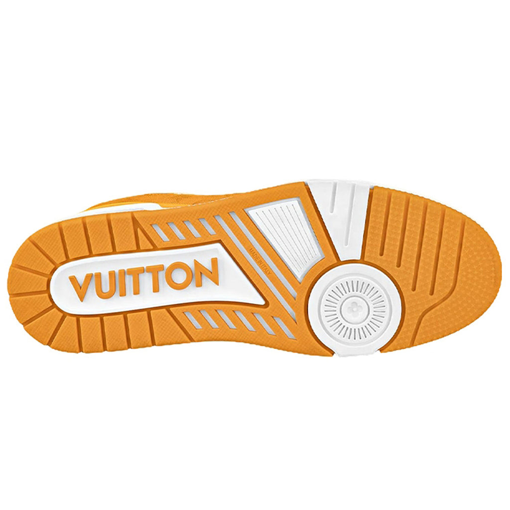 Louis Vuitton Trainer Calf Leather & Denim Lace-Up Low-Top Sneakers – Orange & Yellow