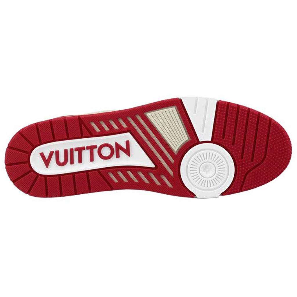 Louis Vuitton Trainer Lace-Up Low-Top Sneakers – White & Red