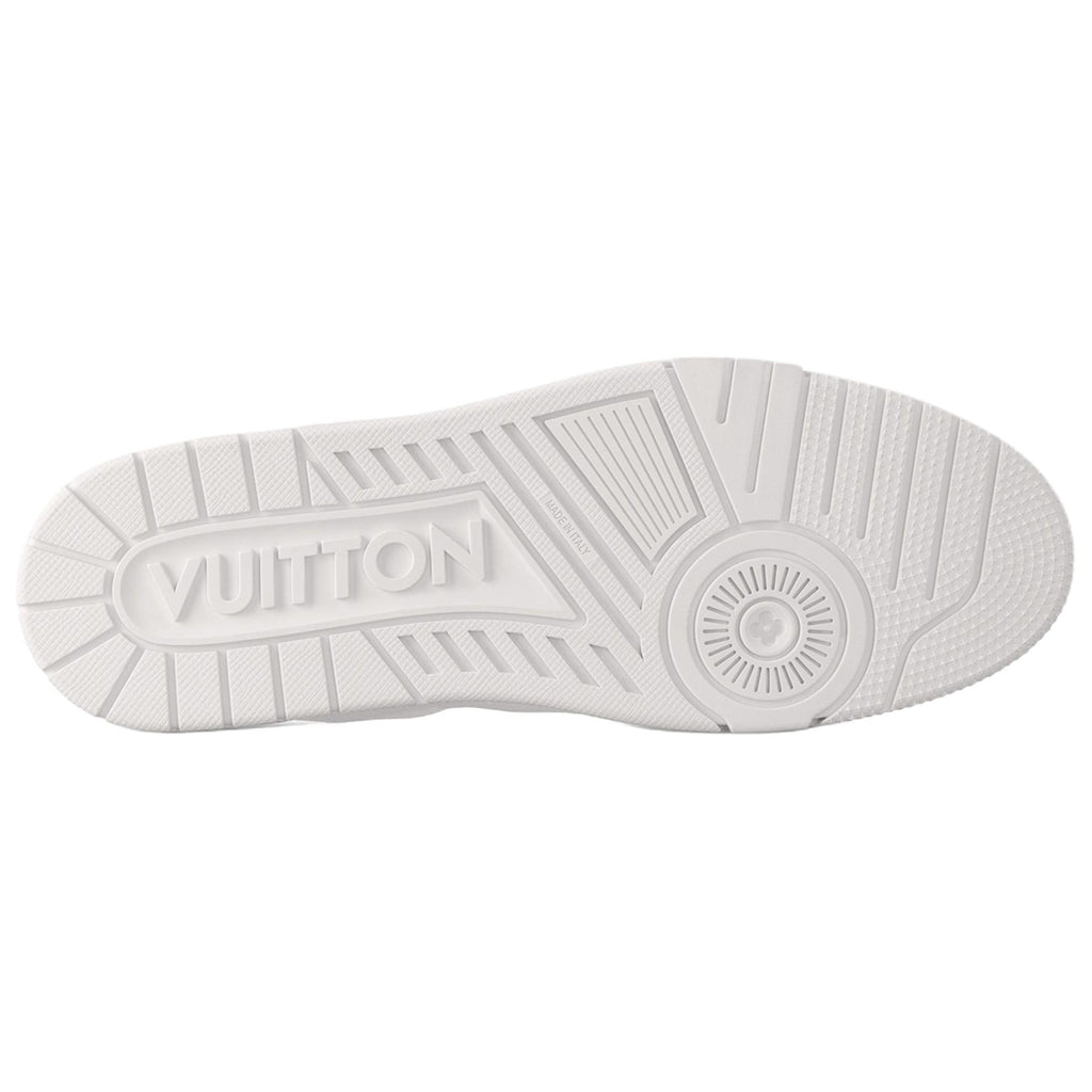 Louis Vuitton Trainer Monogram Embossed Grained Leather Low-Top Sneakers – Triple White