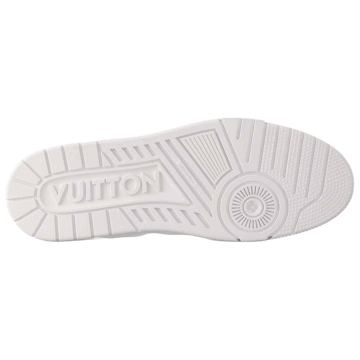 Louis Vuitton Trainer Monogram Embossed Grained Leather Low-Top Sneakers – Triple White