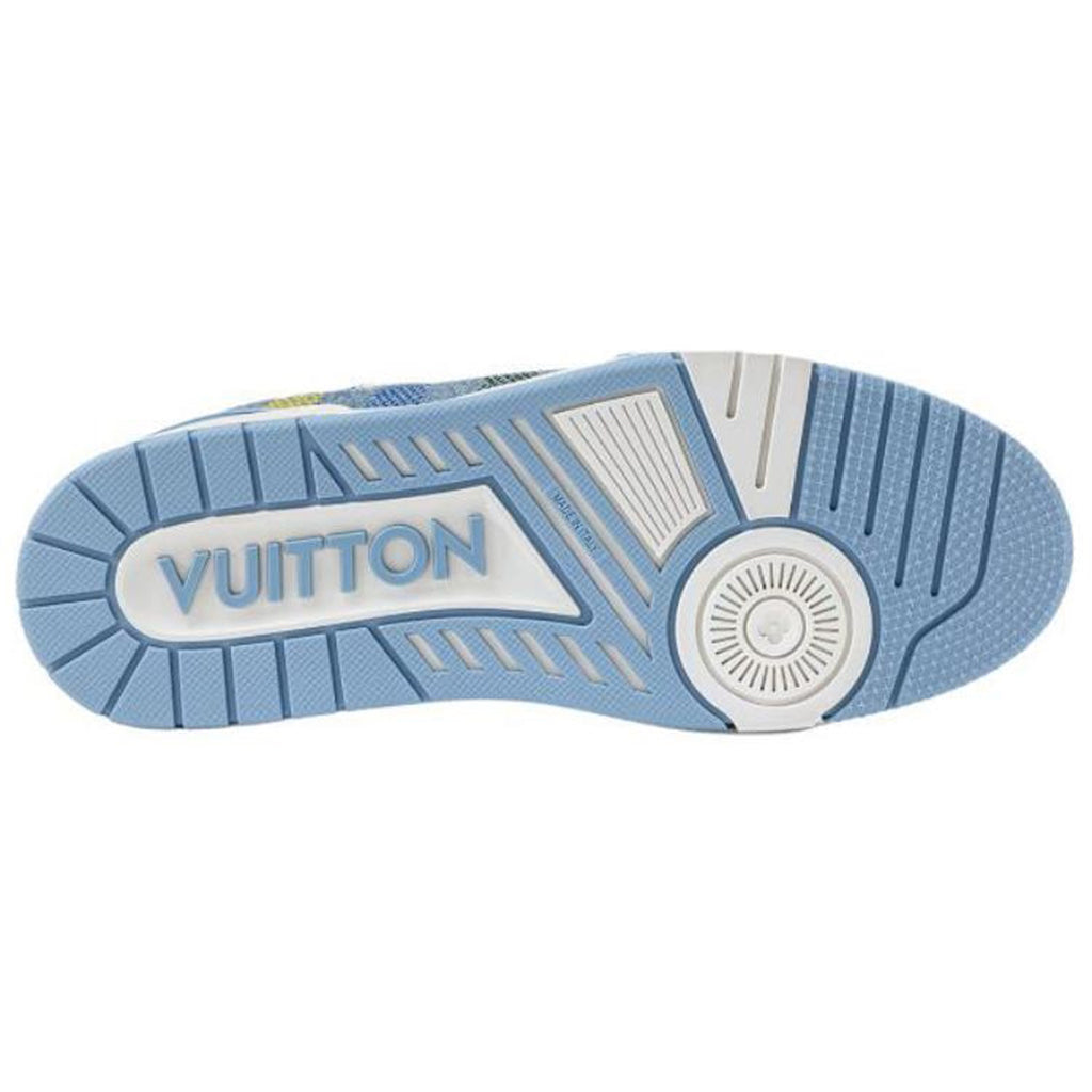 Louis Vuitton Trainer Multicolor Monogram Flower Embroidered Denim Low-Top Sneakers – Light Blue