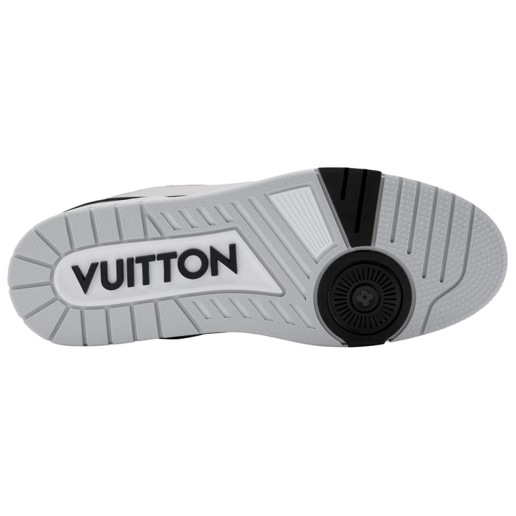 Louis Vuitton Trainer Grained Leather & Black Fabric Mixed-Material Low-Top Sneakers – White & Black
