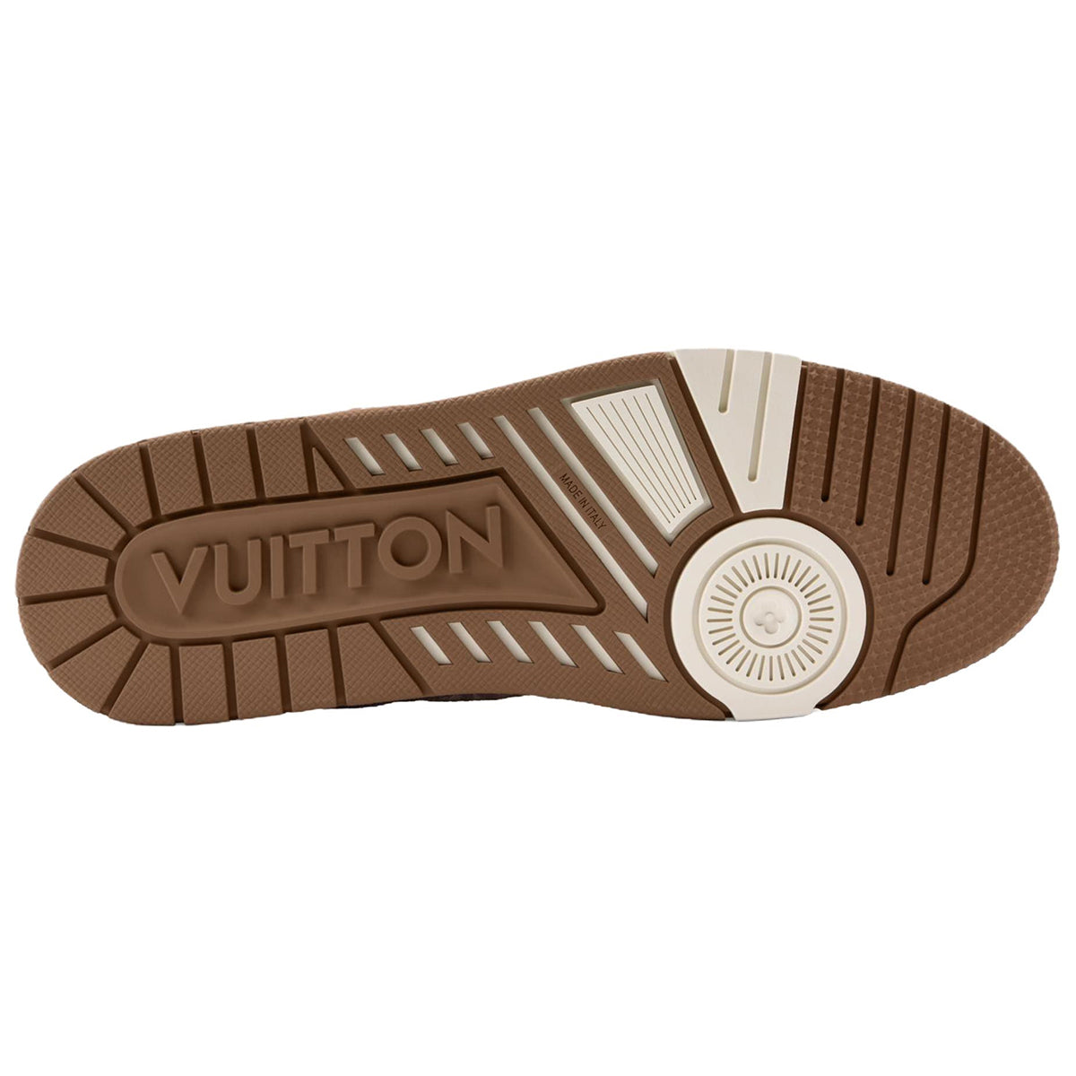 Louis Vuitton Trainer Mocha Monogram Jacquard Denim & Cream Embossed Monogram Leather Overlay Platform Low-Top Sneakers – Mocha, Cream & Brown