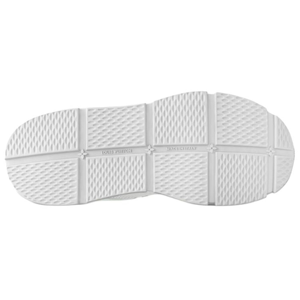 Louis Vuitton LV Runner White Perforated Leather & Grey Suede Oversized Green LV Logo Athletic Low-Top Sneakers – White, Grey & Forest Green