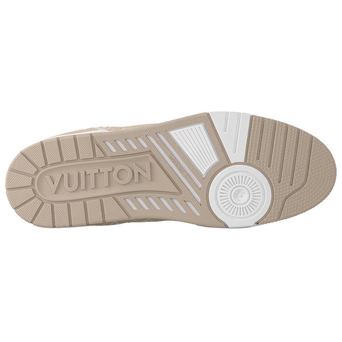 Louis Vuitton Trainer Monogram Denim Canvas & Smooth Leather Low-Top Sneakers – Beige & White